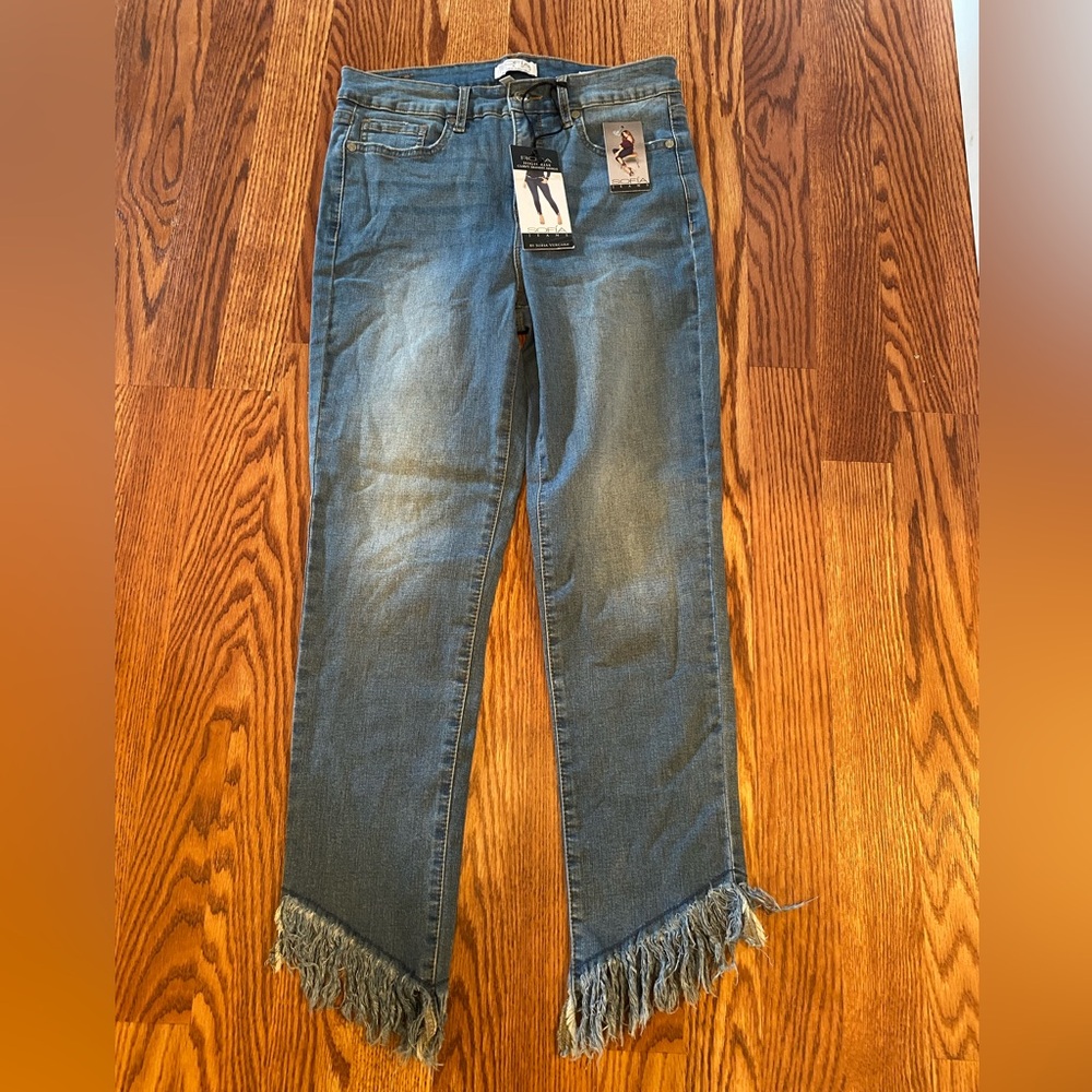 Sofia by Sofia Vergara Distressed Blue Ankle Jeans